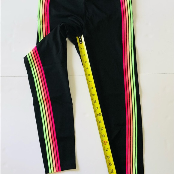 Victoria Secret Pink Ultimate Leggings Small Black With Multicolor Stripes - Picture 6 of 8